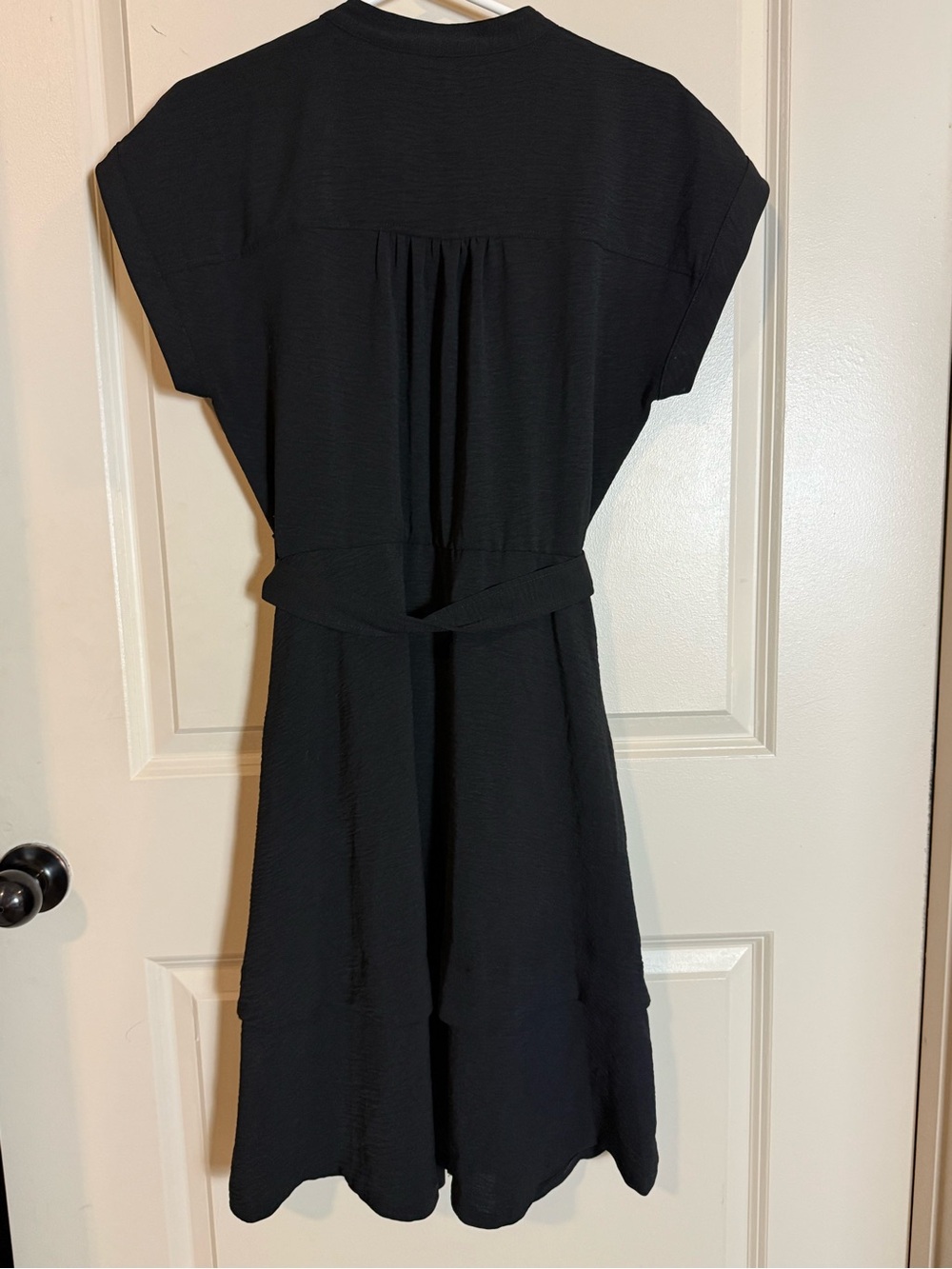 Calvin Klein Black Midi Shirt Dress with Tie Waist - Picture 3 of 9